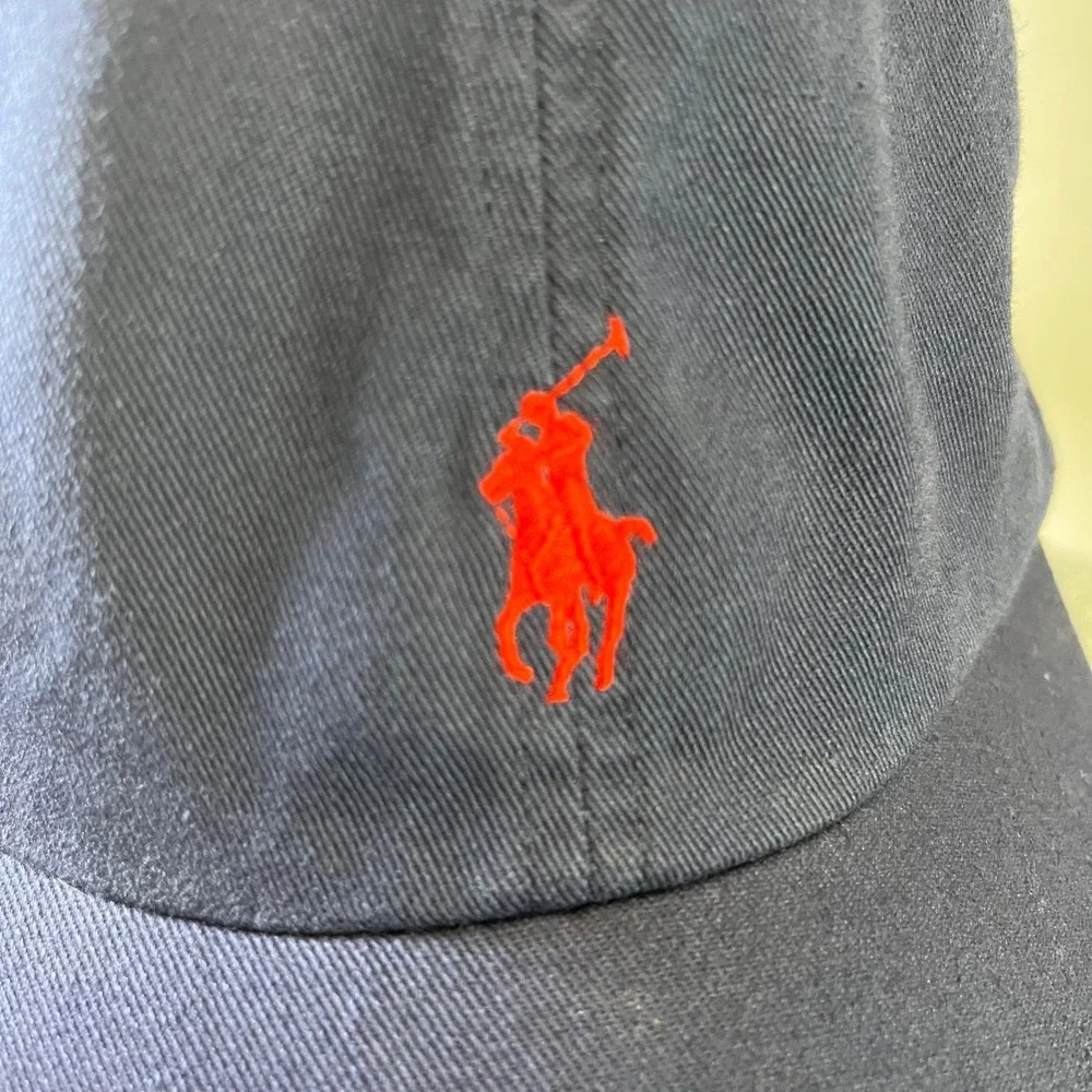 Polo Ralph Lauren Navy‎ Blue Baseball Cap Embroidered Red Pony Logo Adjustable